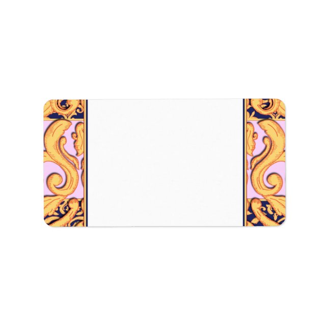 Elegant Gilded Damask Labels for Fancy Occasion (Front)