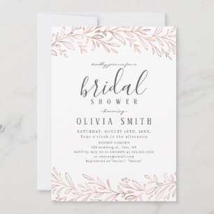 Elegant gilded rose gold botanical bridal shower invitation