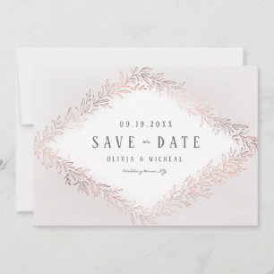 Elegant gilded rose gold botanical save the date