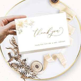 Elegant Gilded Wedding Thank You Folded Card