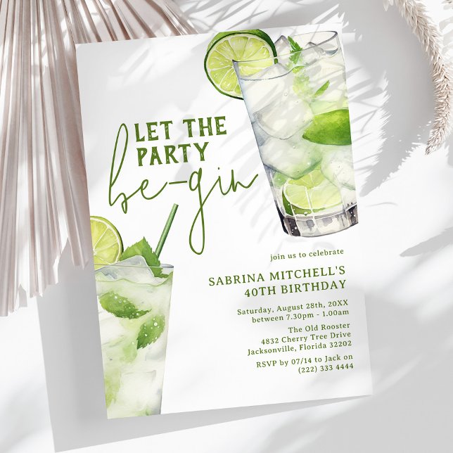 Elegant Gin Alcohol Adult Birthday Invitation (Creator Uploaded)