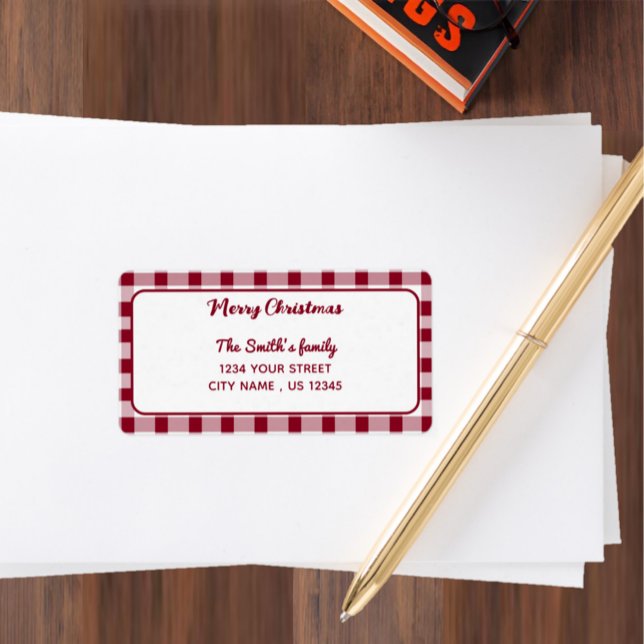 Elegant Gingham | Merry Christmas Return Address  Label (Elegant Gingham | Merry Christmas Return Address Label)
