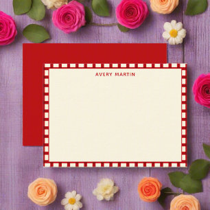 Elegant Gingham Red Feminine Thank You Baby Card