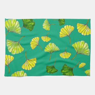 Elegant Gingko Leaves Botanical Kitchen Towel