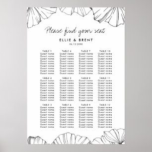 Elegant Ginkgo Biloba wedding seating chart