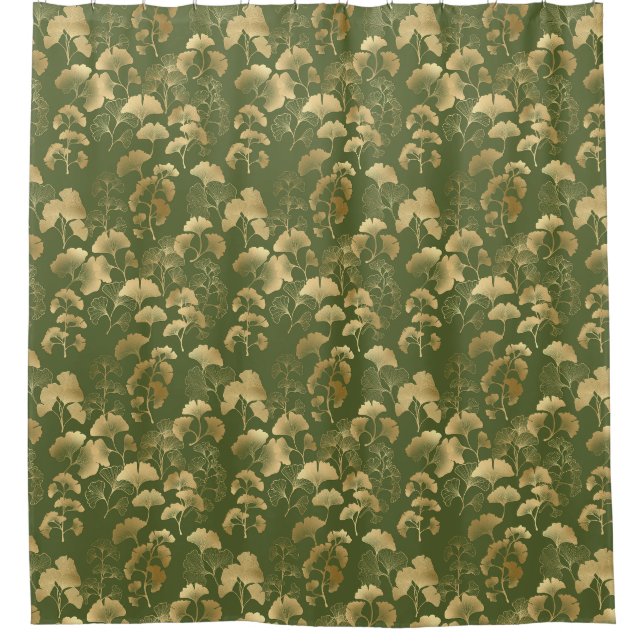 Elegant Ginkgo Garden Pattern Shower Curtain (Front)