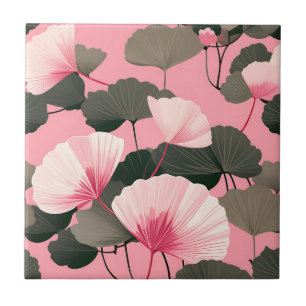 Elegant Ginkgo Leaf Pattern Ceramic Tile