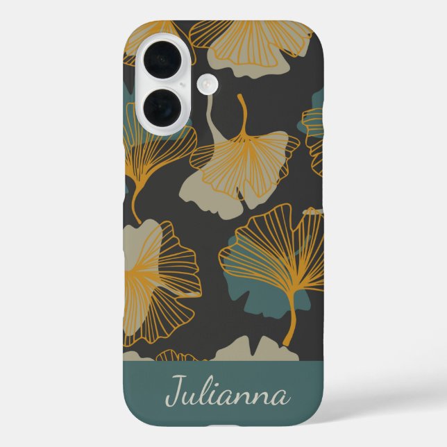 Elegant Ginkgo Leaves Fall Script Personalised Case-Mate iPhone Case (Back)