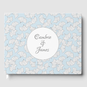 Elegant ginkgo leaves with custom background colou guest book