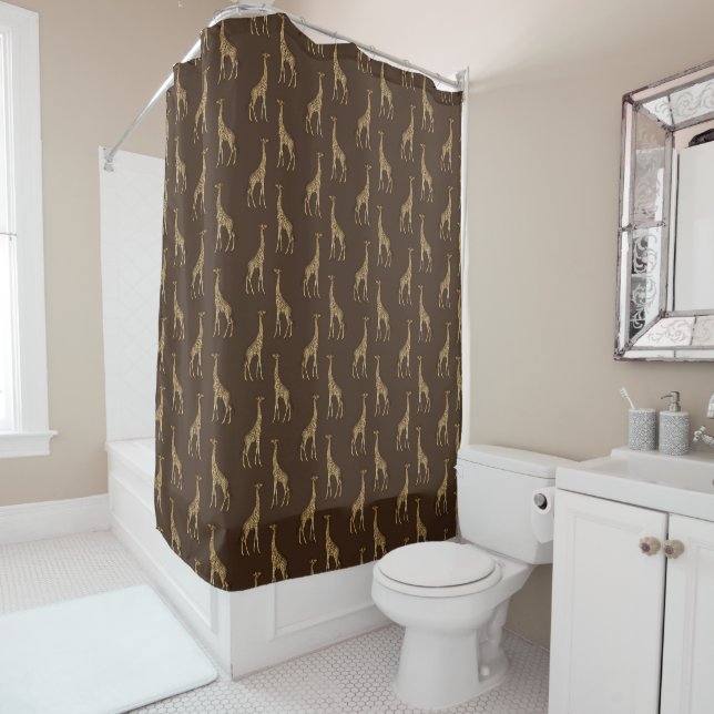 Elegant Giraffe Chic Stylish Shower Curtain (In Situ)