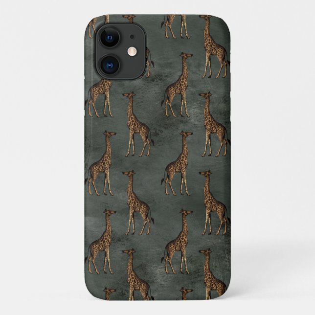 Elegant Giraffe in Bronze Green Chic Case-Mate iPhone Case (Back)