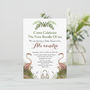 Elegant Giraffe Pink Floral Baby Shower invitation