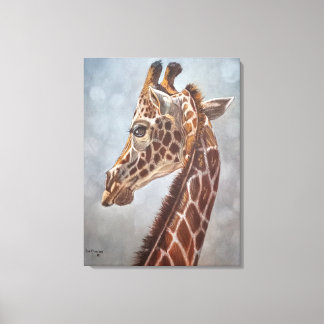 Elegant Giraffe Portrait Painting Large Canvas Print