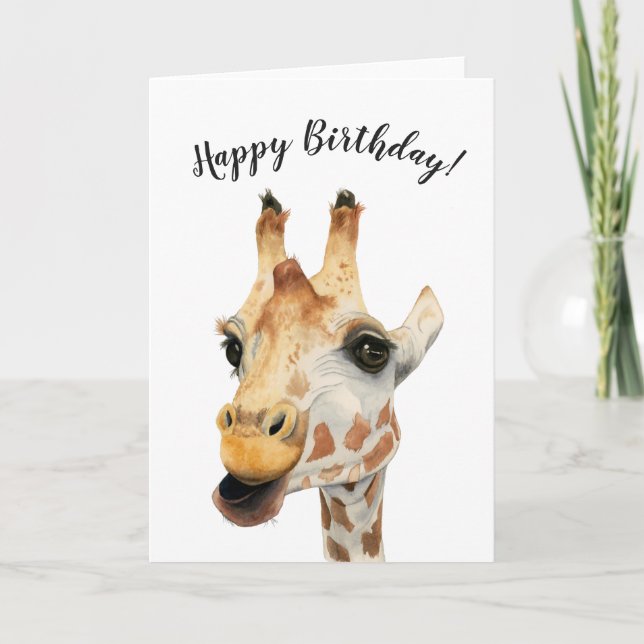 Elegant Giraffe Watercolor Painting | Birthday Card (Front)