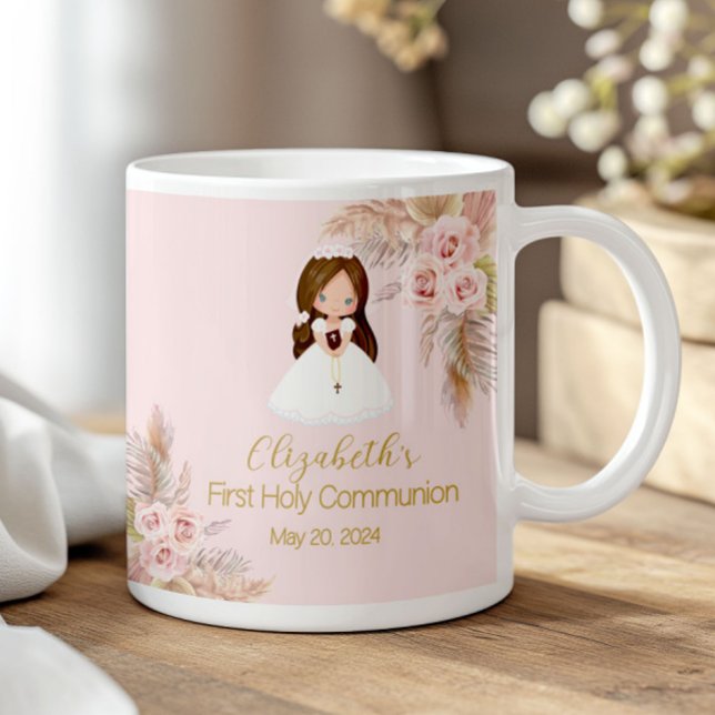 Elegant Girl First Holy Communion - Floral Pink Coffee Mug (Creator Uploaded)