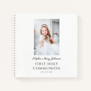 Elegant Girl Photo First Communion Guestbook Notebook