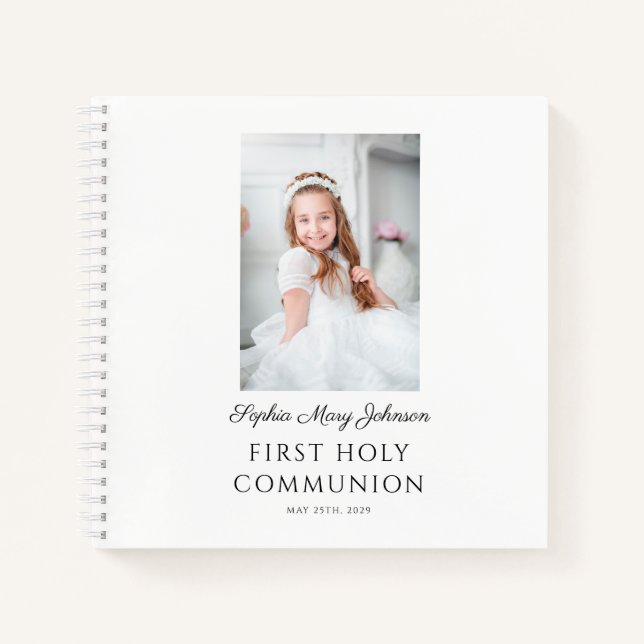 Elegant Girl Photo First Communion Guestbook Notebook (Front)