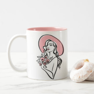 Elegant girl Two-Tone coffee mug