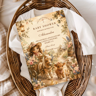Elegant Girl Western Boho Baby Shower Invitation