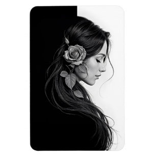 Elegant girl with flower in hair modern fine art magnet