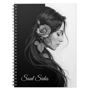 Elegant girl with flower in hair modern fine art notebook