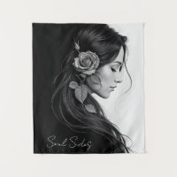 Elegant girl with flower in hair modern fine art