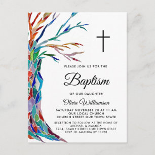 Elegant Girl's Baptism Christening Invitation Postcard