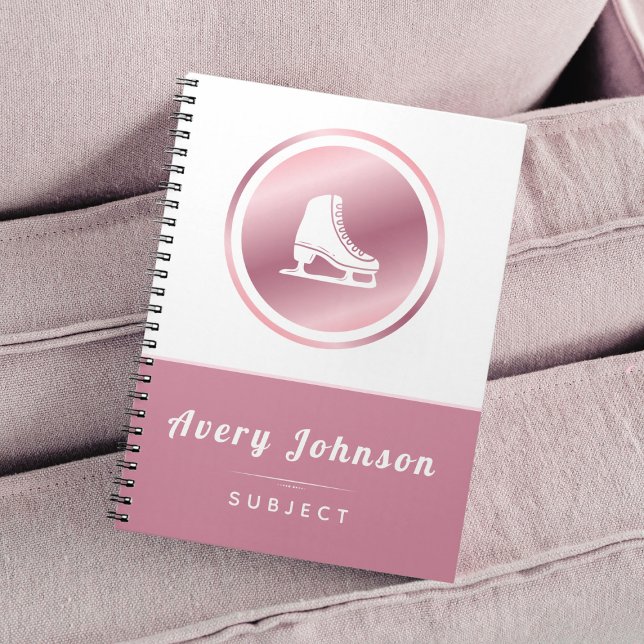 Elegant Girls Ice Skating Theme Winter Sport Pink Notebook (Creator Uploaded)