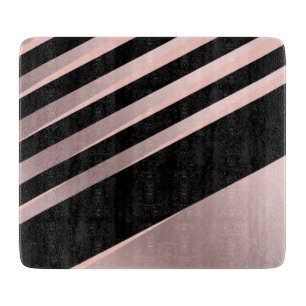 Elegant girly abstract rose gold, black & pink cutting board
