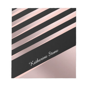 Elegant girly abstract rose gold, black & pink notepad