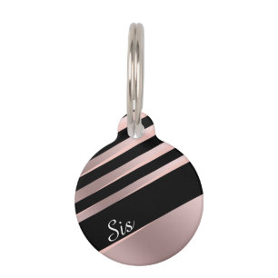 Elegant girly abstract rose gold, black & pink pet tag