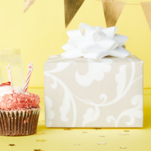 Elegant girly beige floral pattern monogram wrapping paper