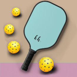 Elegant Girly Blue Monogram Initials Pickleball Paddle