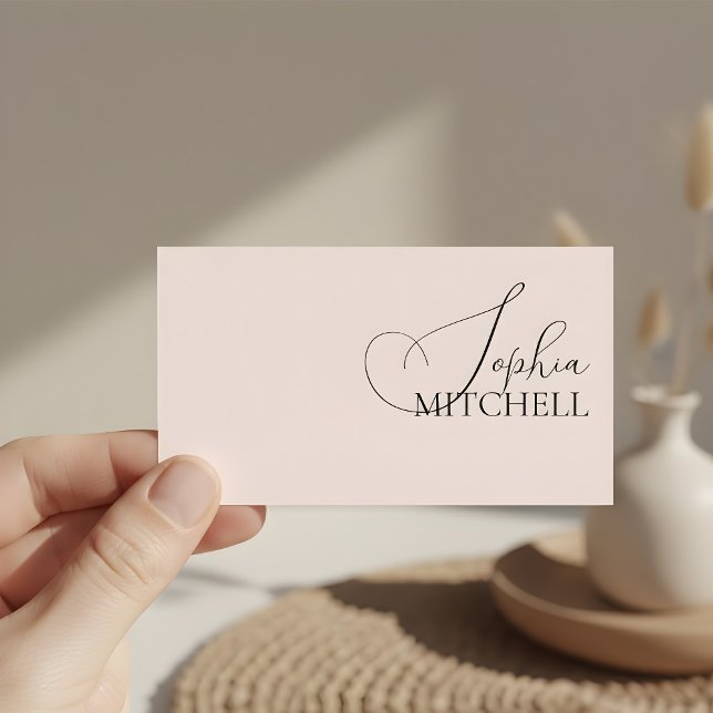 Elegant Girly Calligraphy Minimal Blush Pink Business Card (Creator Uploaded)