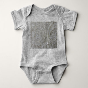 elegant girly chic grey cream beige white  floral baby bodysuit