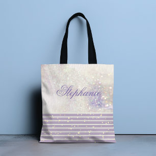 Elegant Girly Chic Marble Sparkle Personalised Tote Bag