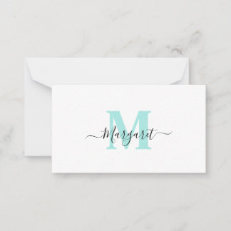 Elegant Girly Chic Teal Monogram  Card