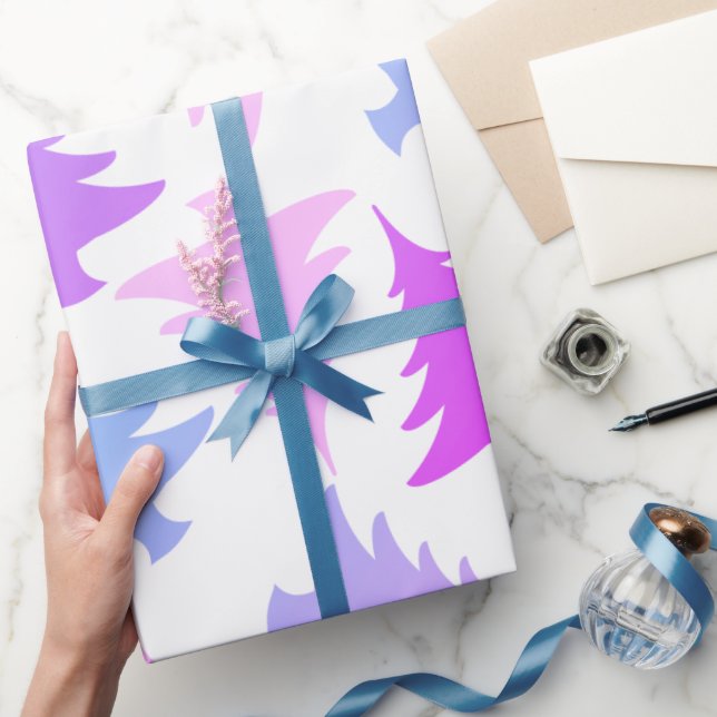 Elegant girly colourful Christmas tree pattern Wrapping Paper (Gifting)