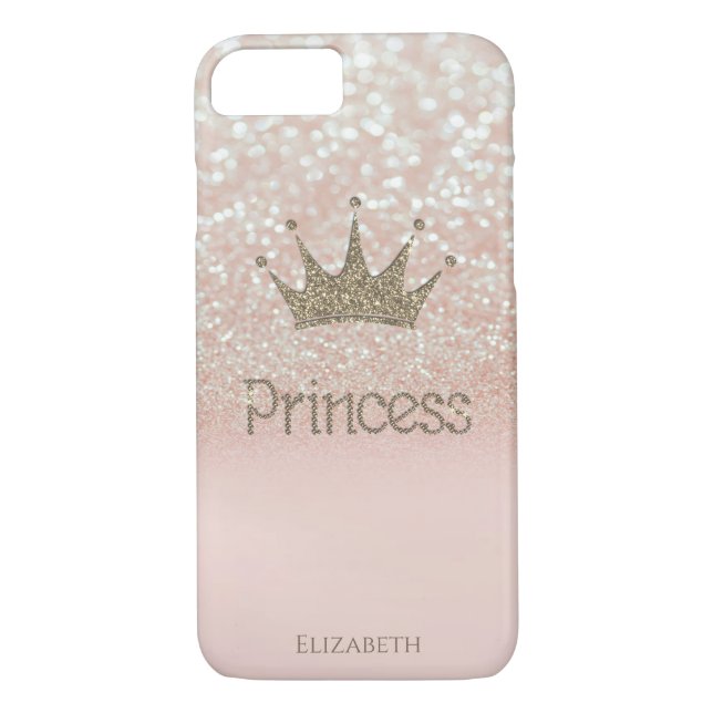 Elegant Girly Crown Princess,Glitter Bokeh Case-Mate iPhone Case (Back)