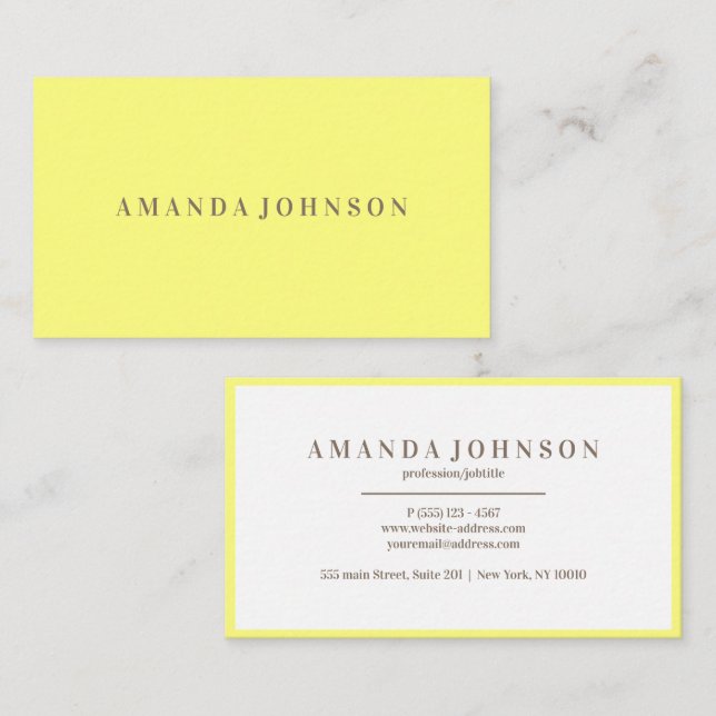 Elegant Girly Day Spa and Salon Yellow Business Card (Front/Back)