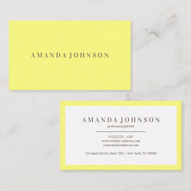 Elegant Girly Day Spa and Salon Yellow Business Card (Front/Back)