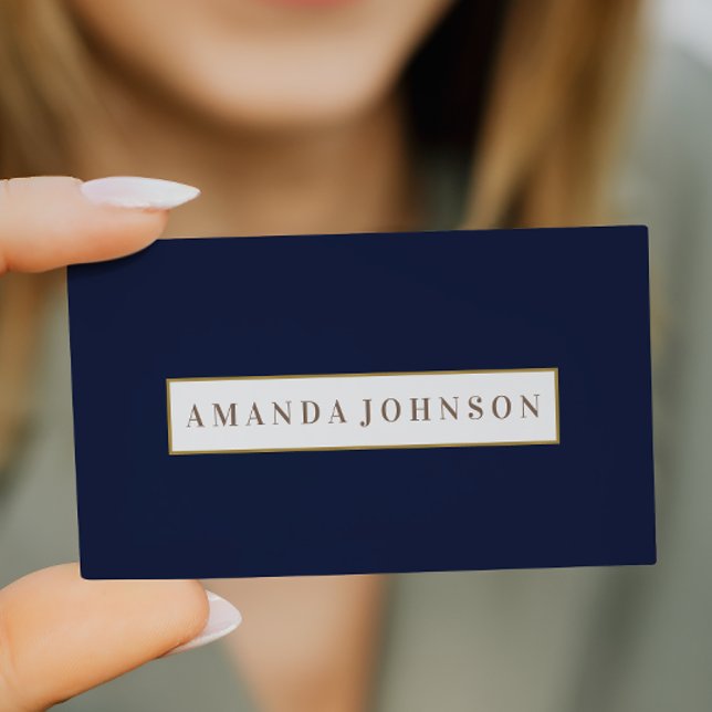 Elegant Girly Day Spa Salon dark blue gold border Business Card (Creator Uploaded)