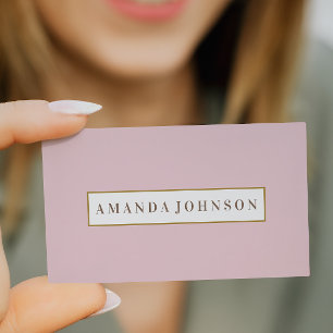 Elegant Girly Day Spa Salon Dusty pink gold border Business Card
