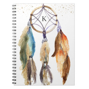Elegant Girly Dreamcatcher Feather Personalised Notebook