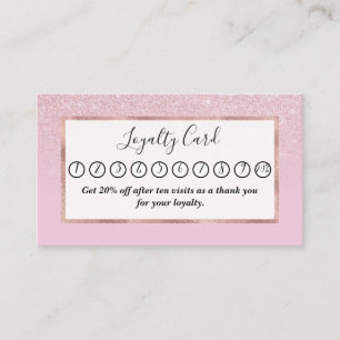 Elegant Girly Dusty Pink Rose Glitter Ombre Loyalty Card