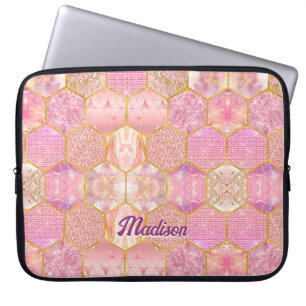 Elegant girly faux Glitter rose gold geometric Laptop Sleeve