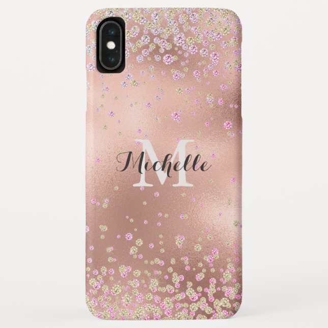 Elegant Girly  Faux Rose Gold Foil Personalised Case-Mate iPhone Case (Back)