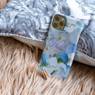 Elegant Girly Floral Blue Custom Personalised  iPhone 11 Case