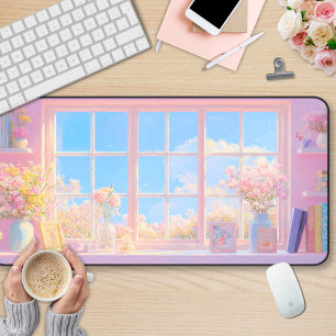 Elegant Girly Floral Bookish Desk Mat