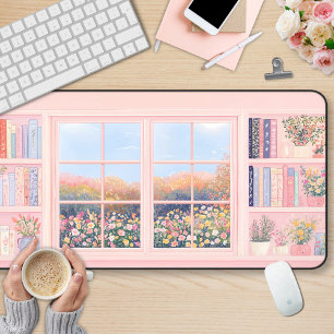 Elegant Girly Floral Bookish Desk Mat
